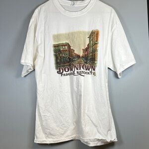 Anvil White Downtown Paducah Graphic Tee Mens XL